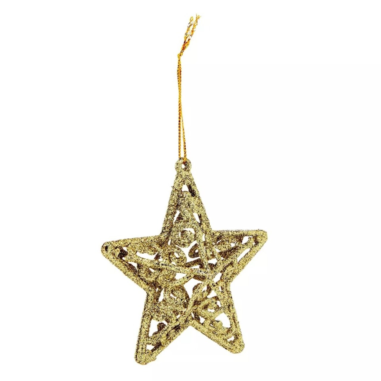 12 Pack 3D Glitter Gold Star Ornaments Christmas Tree Fall Decorations for Home
